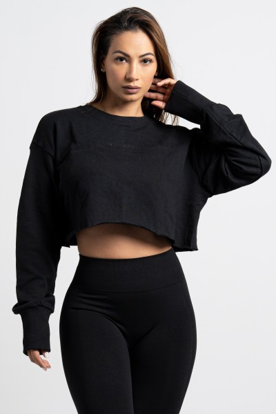 "MOKEL" Cropped Pullover black