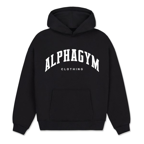 ALPHA GYM "COLLEGE" Oversized Fitness Hoodie black