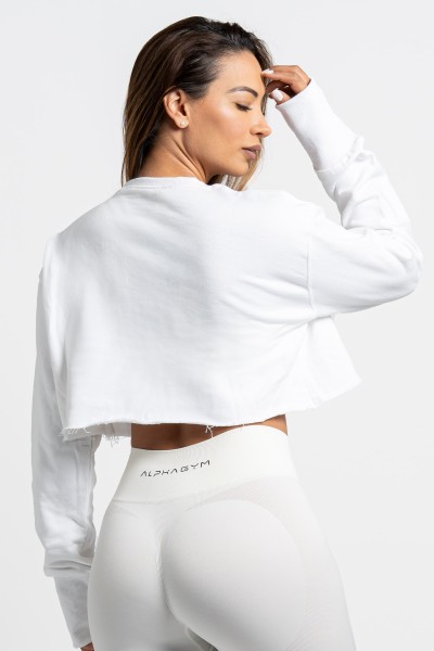 "MOKEL" Cropped Pullover white